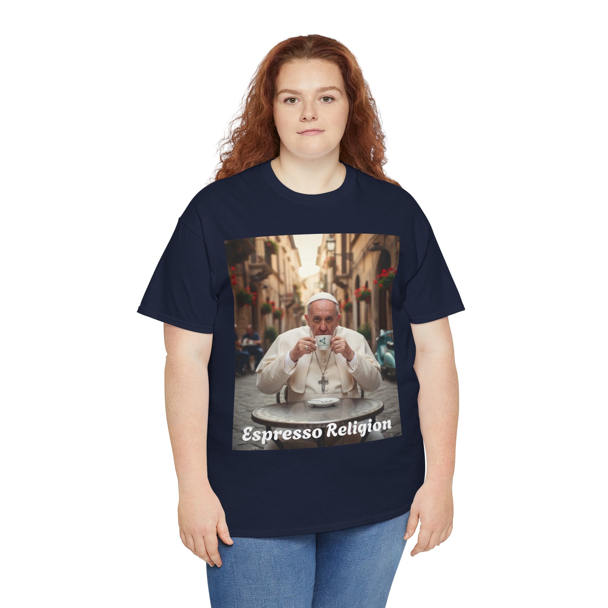 More Espresso Less Depresso Espresso Religion Unisex Heavy Cotton Tee