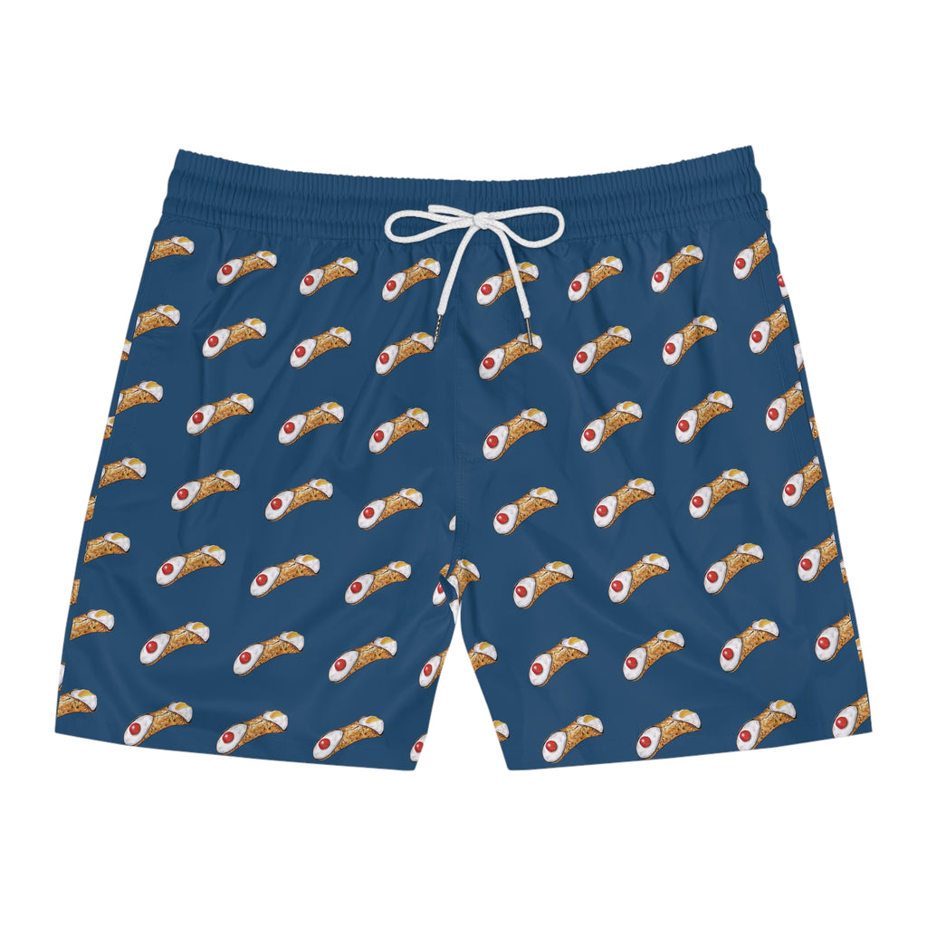 Cannoli Print Swim Shorts, Fun Beachwear for Summer Vibes, Men's Swim Trunks, Vacation Essentials, Pool Party Attire, Unique Swimwear