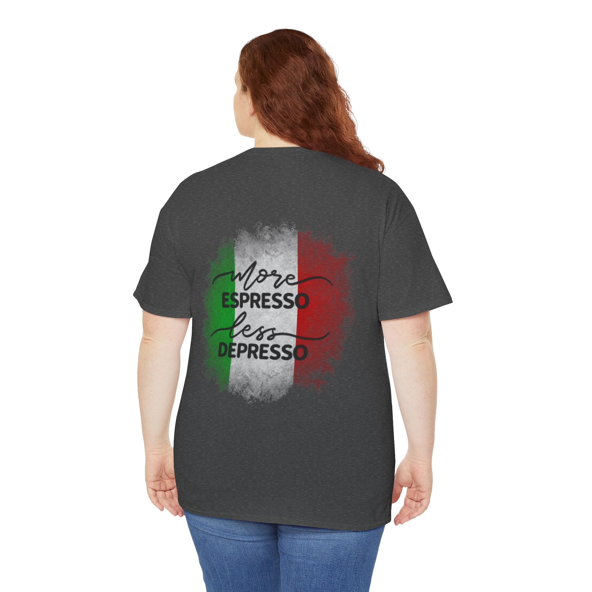 More Espresso Less Depresso Gru Unisex Heavy Cotton Tee