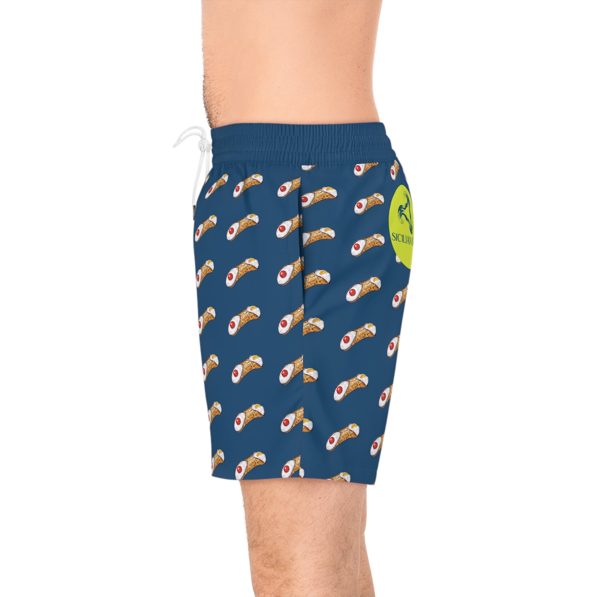 Cannoli Print Swim Shorts, Fun Beachwear for Summer Vibes, Men's Swim Trunks, Vacation Essentials, Pool Party Attire, Unique Swimwear