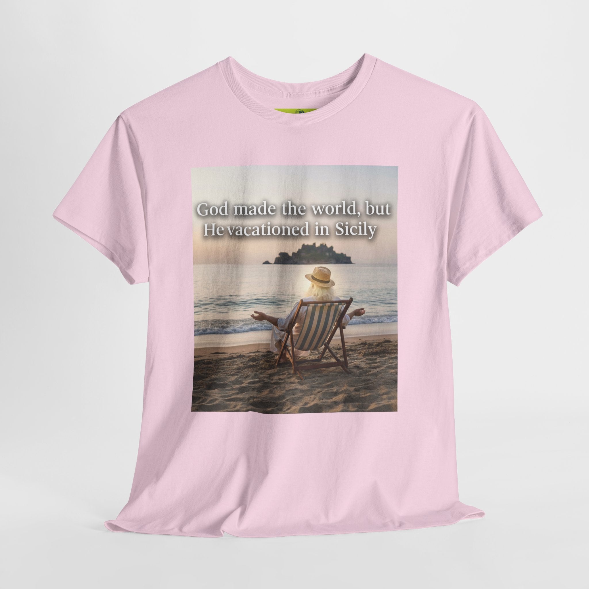God Vacationed in Sicily Unisex Heavy Cotton Tee