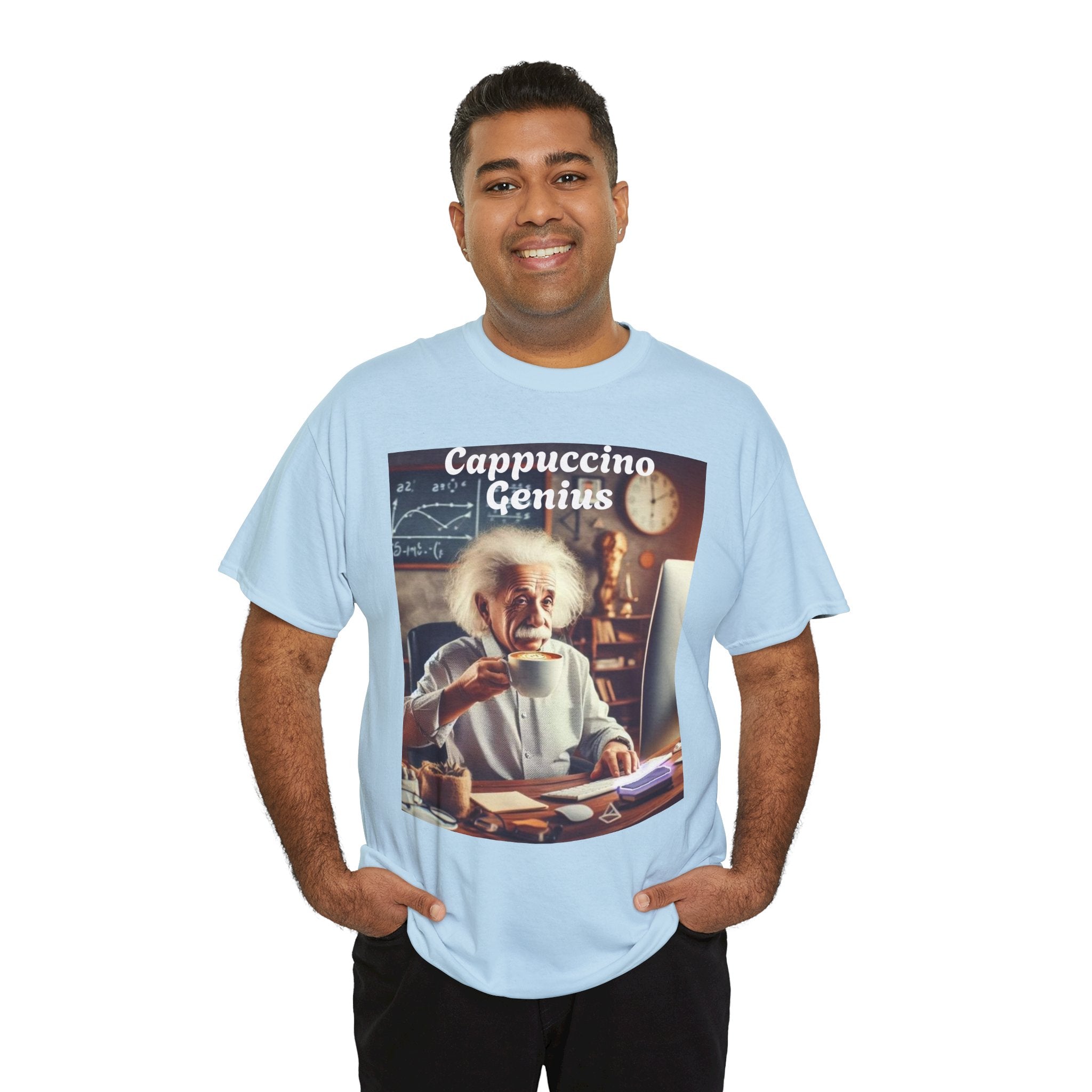 More Espresso Less Depresso Cappuccino Genius Unisex Heavy Cotton Tee