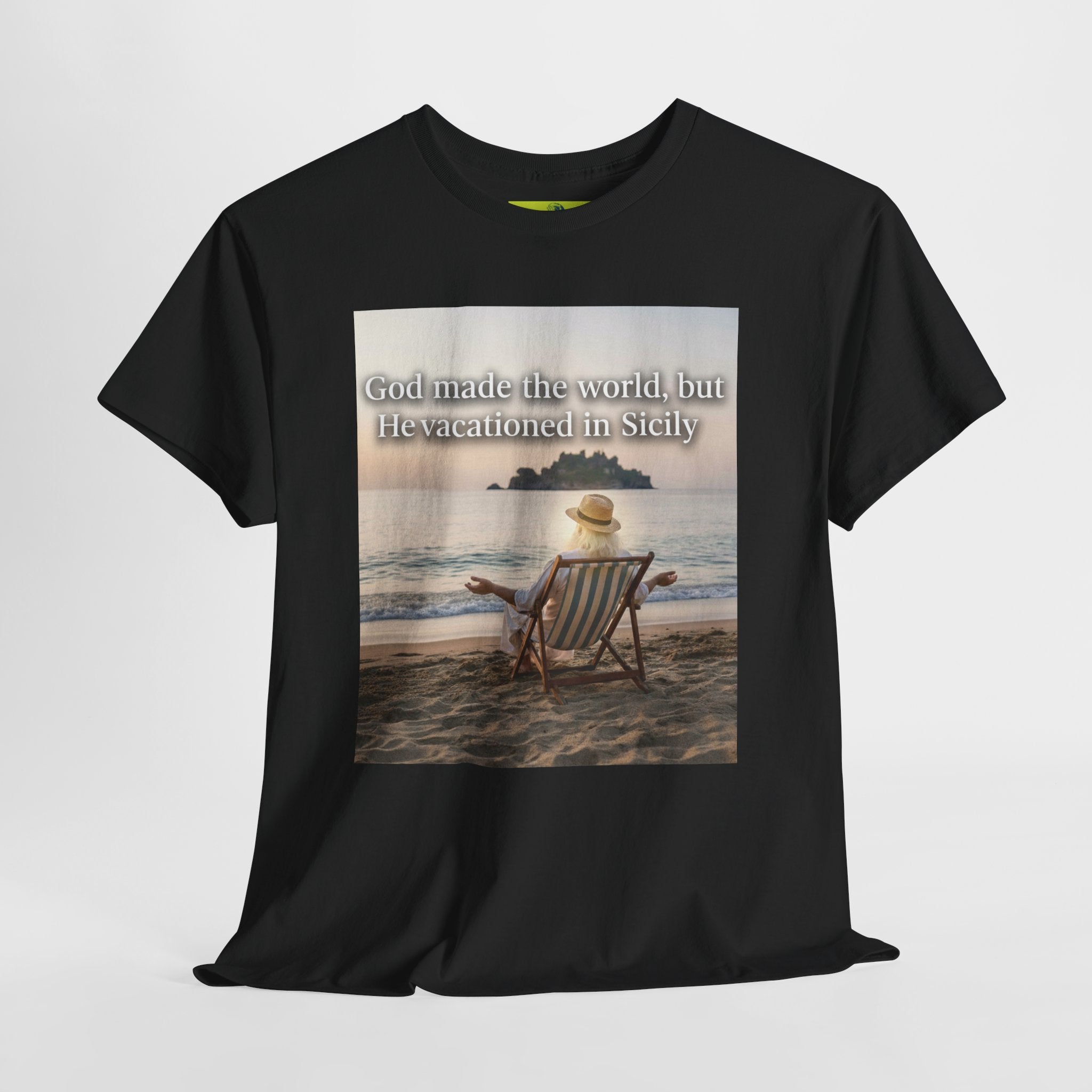 God Vacationed in Sicily Unisex Heavy Cotton Tee