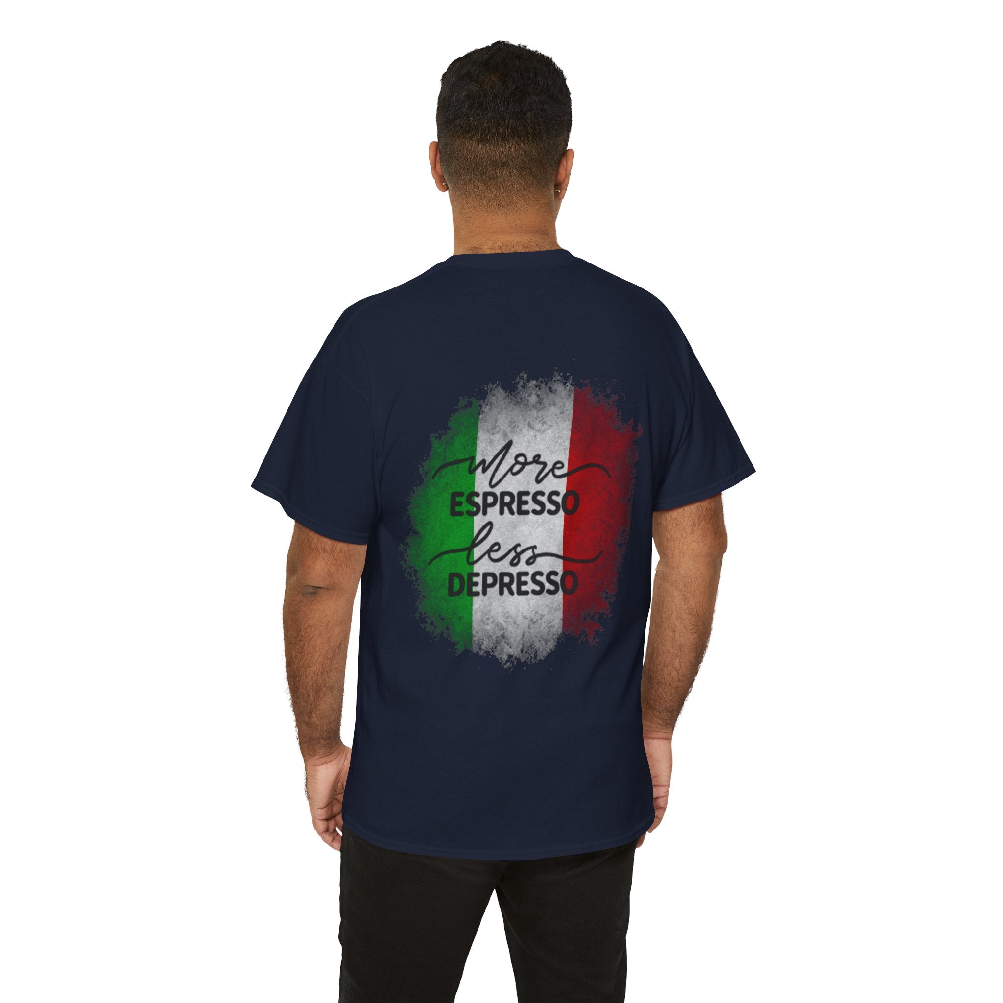 More Espresso Less Depresso Cappuccino Genius Unisex Heavy Cotton Tee
