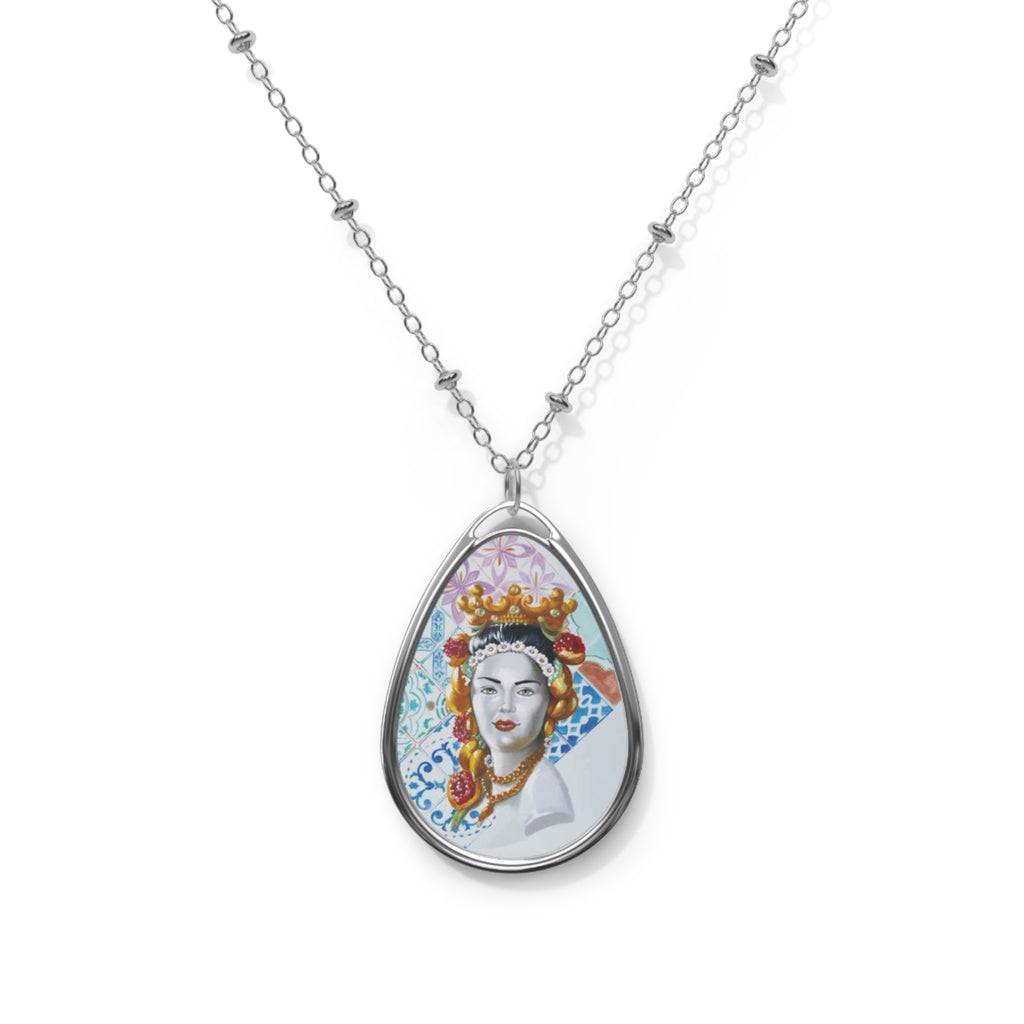Sicilia Bella Angelica Testa di Moro Elegant Oval Necklace with Unique Design