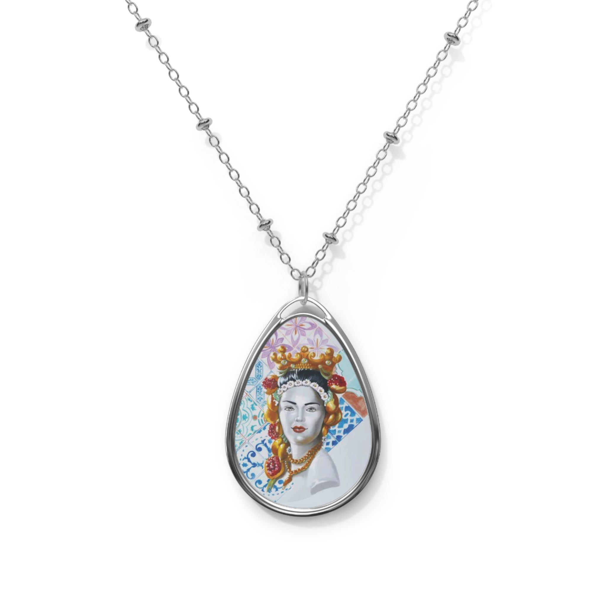 Sicilia Bella Angelica Testa di Moro Elegant Oval Necklace with Unique Design