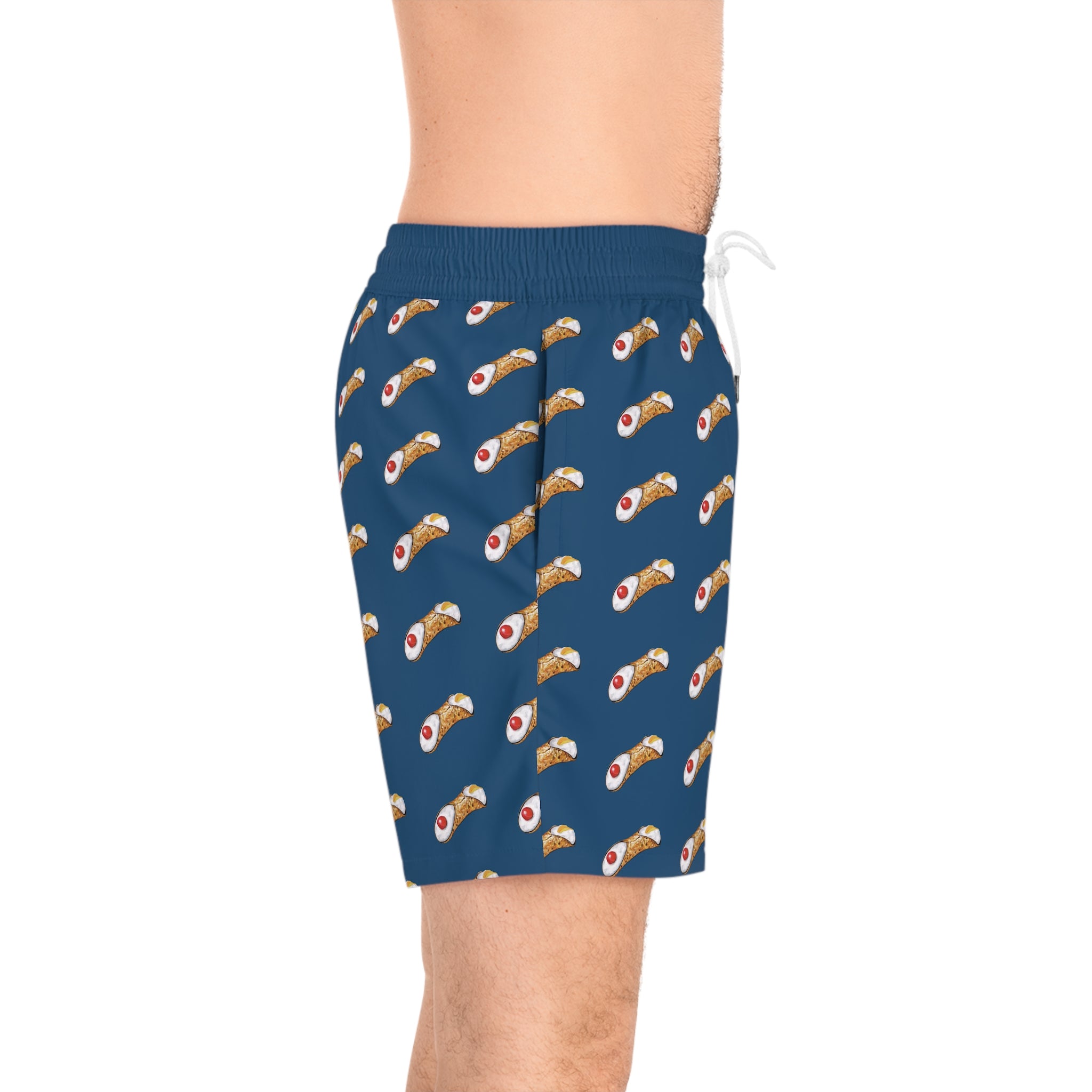 Cannoli Print Swim Shorts, Fun Beachwear for Summer Vibes, Men's Swim Trunks, Vacation Essentials, Pool Party Attire, Unique Swimwear