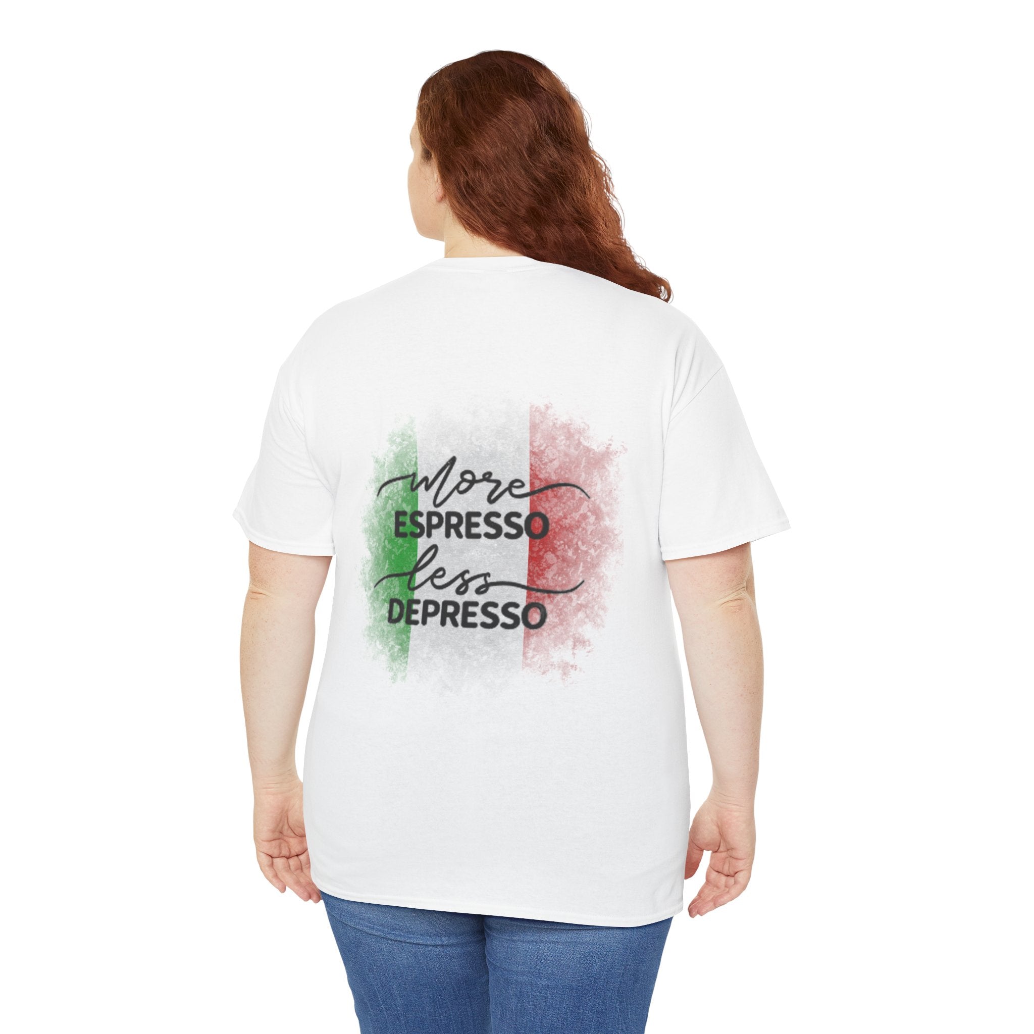 More Espresso Less Depresso Espresso Religion Unisex Heavy Cotton Tee