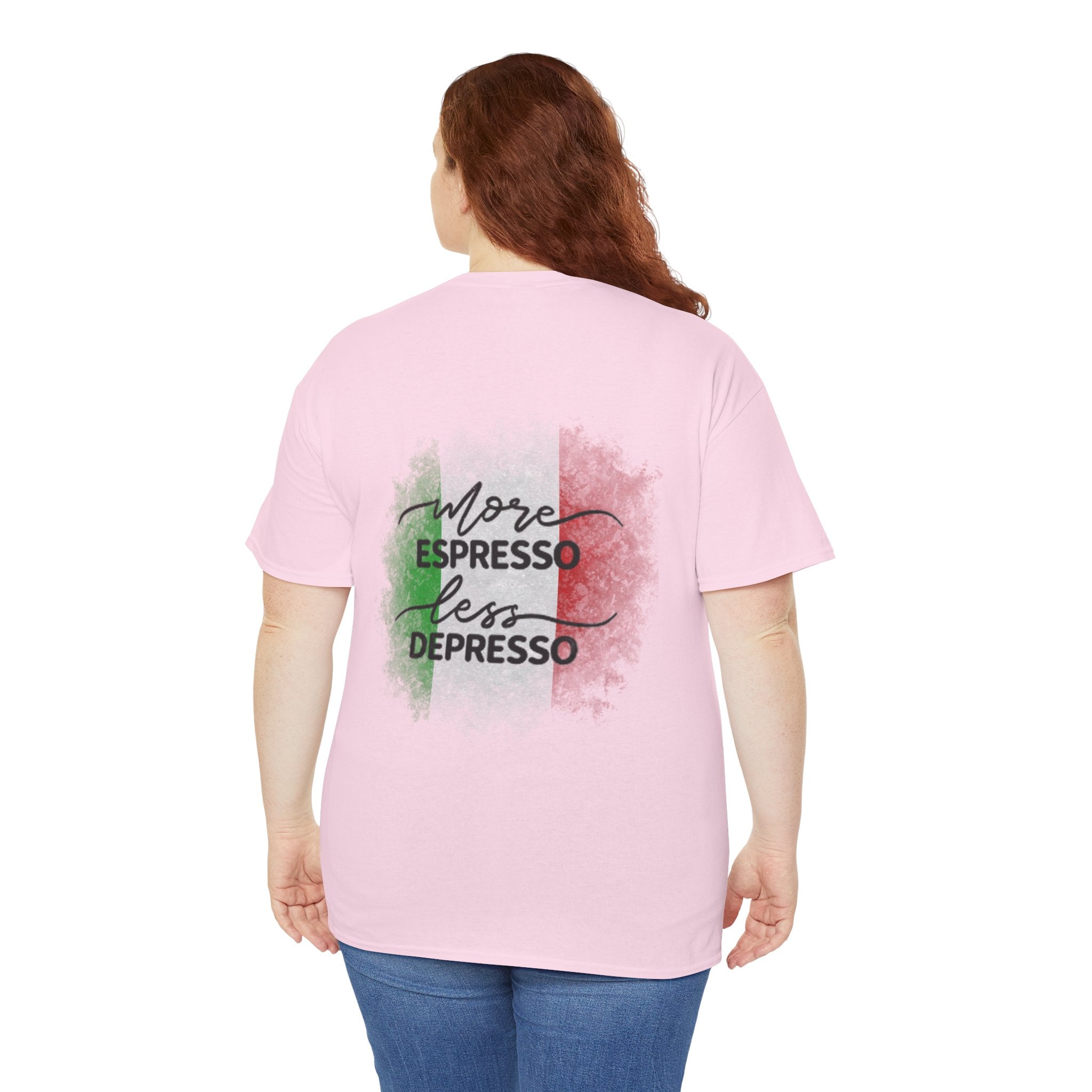 More Espresso Less Depresso Espresso Religion Unisex Heavy Cotton Tee