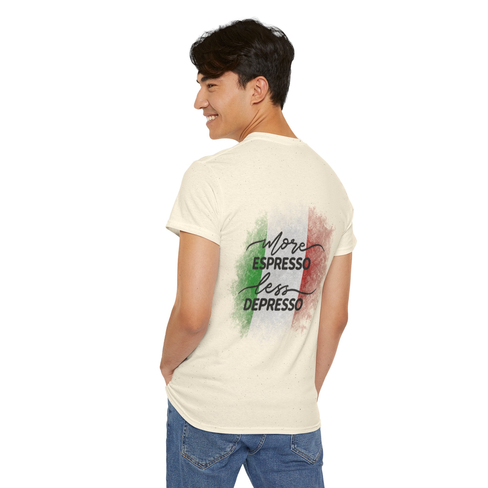 More Espresso Less Depresso Espresso Time Unisex Heavy Cotton Tee