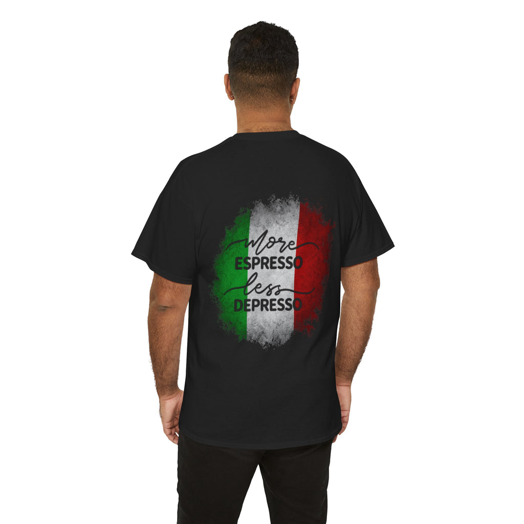 More Espresso Less Depresso Espresso Reactor Core Unisex Heavy Cotton Tee