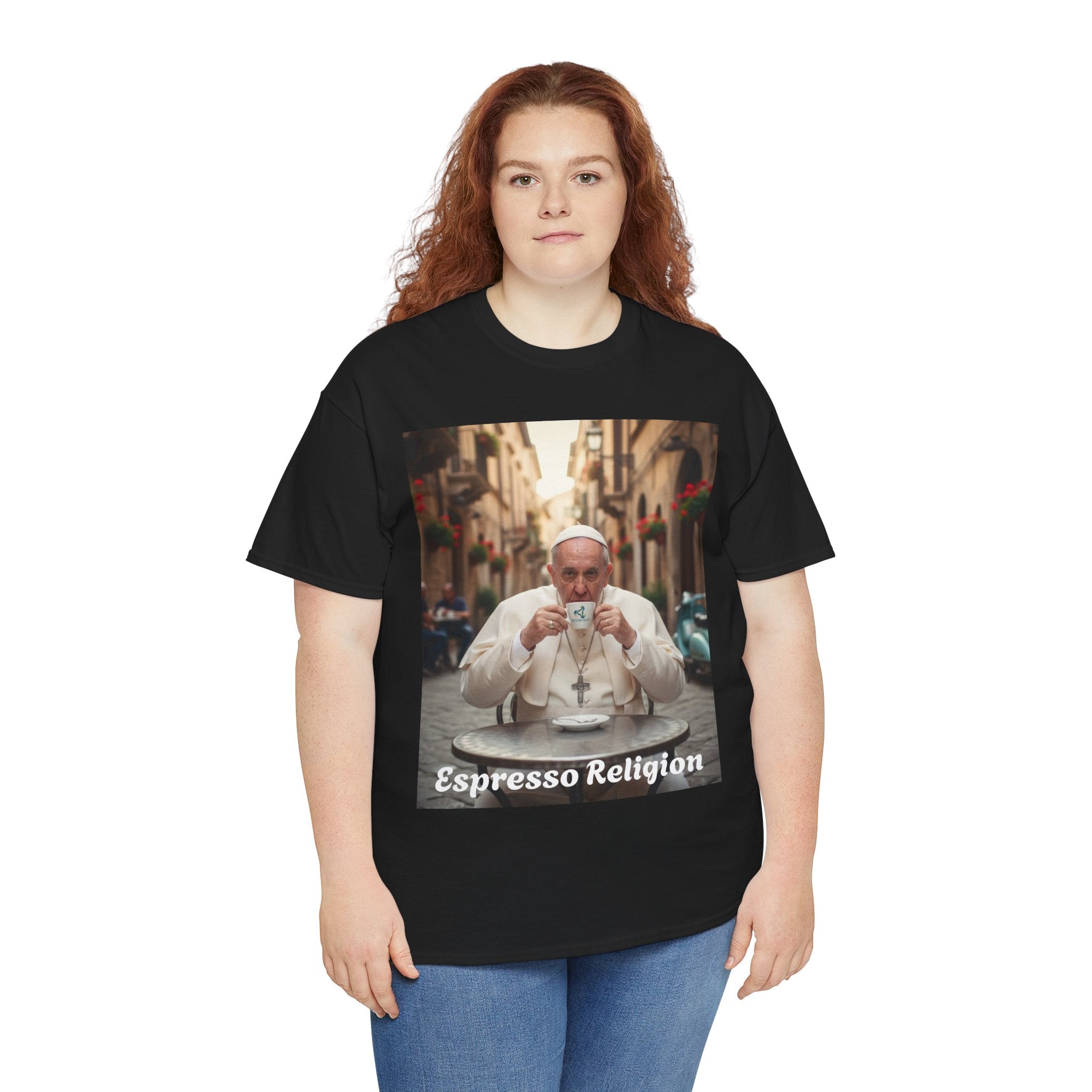 More Espresso Less Depresso Espresso Religion Unisex Heavy Cotton Tee
