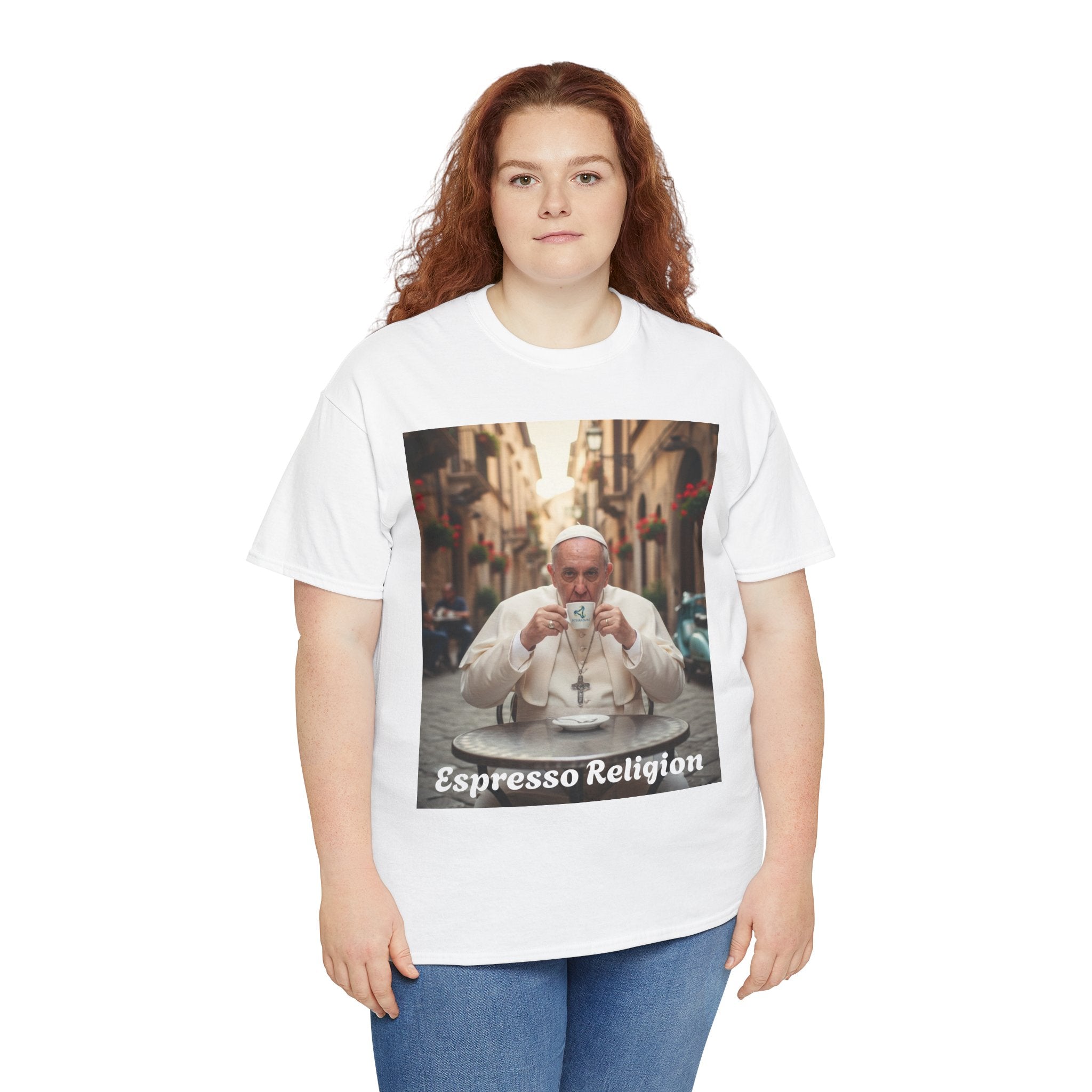 More Espresso Less Depresso Espresso Religion Unisex Heavy Cotton Tee