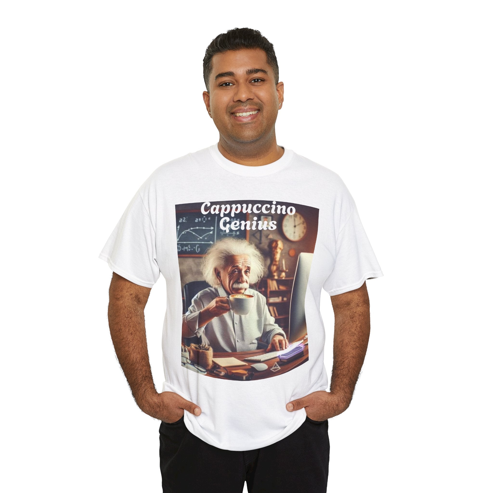 More Espresso Less Depresso Cappuccino Genius Unisex Heavy Cotton Tee