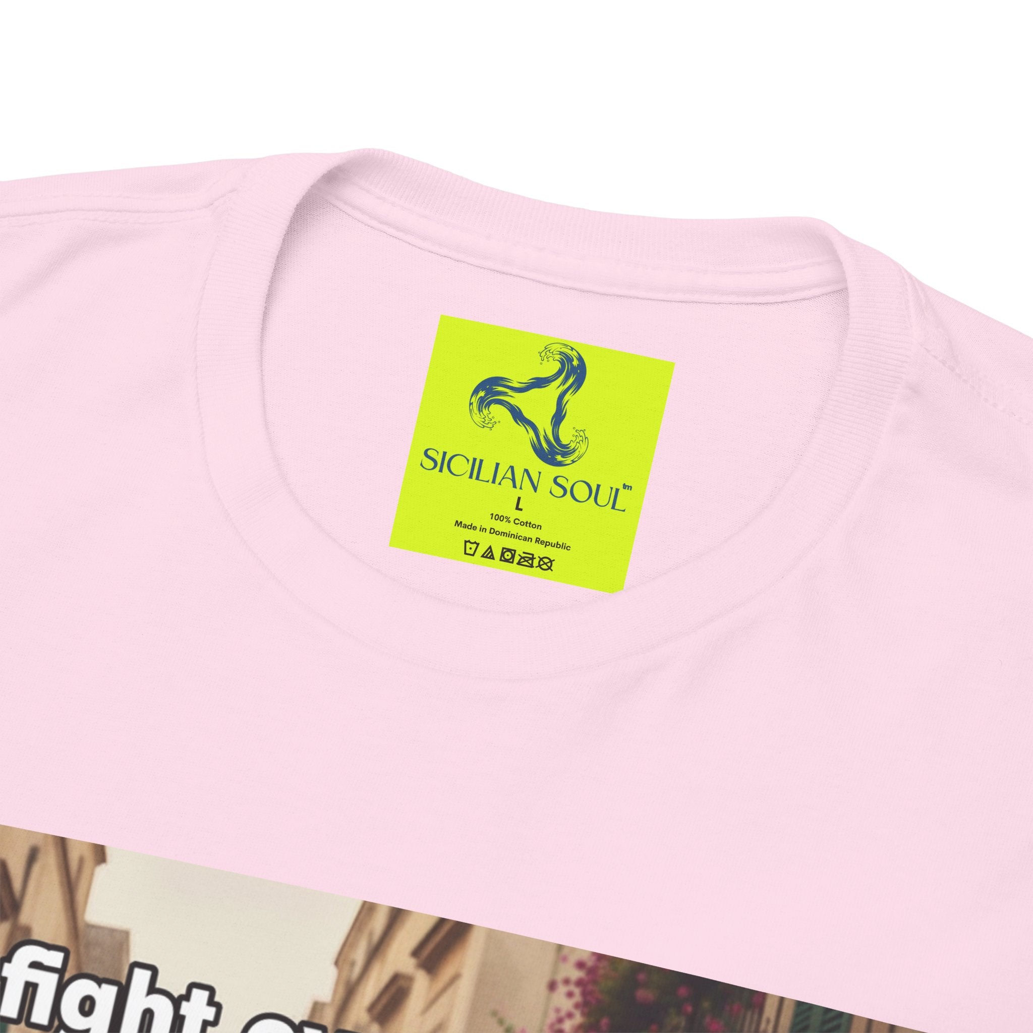 We fight over arancini, not politics. Unisex Heavy Cotton Tee