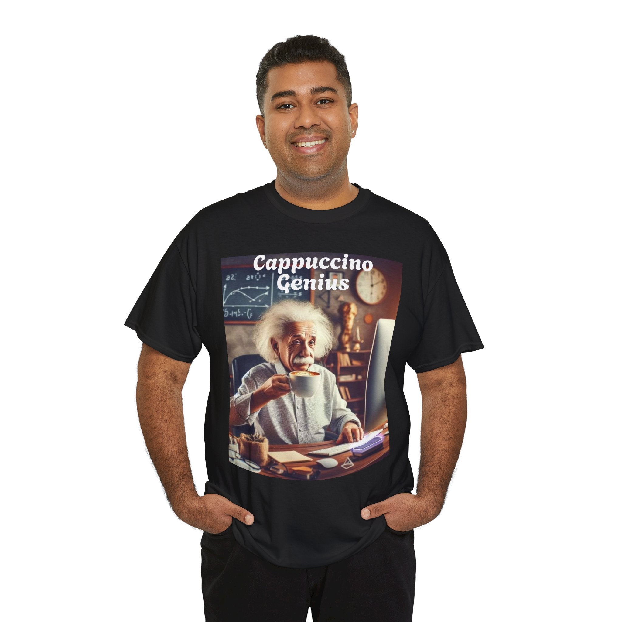 More Espresso Less Depresso Cappuccino Genius Unisex Heavy Cotton Tee