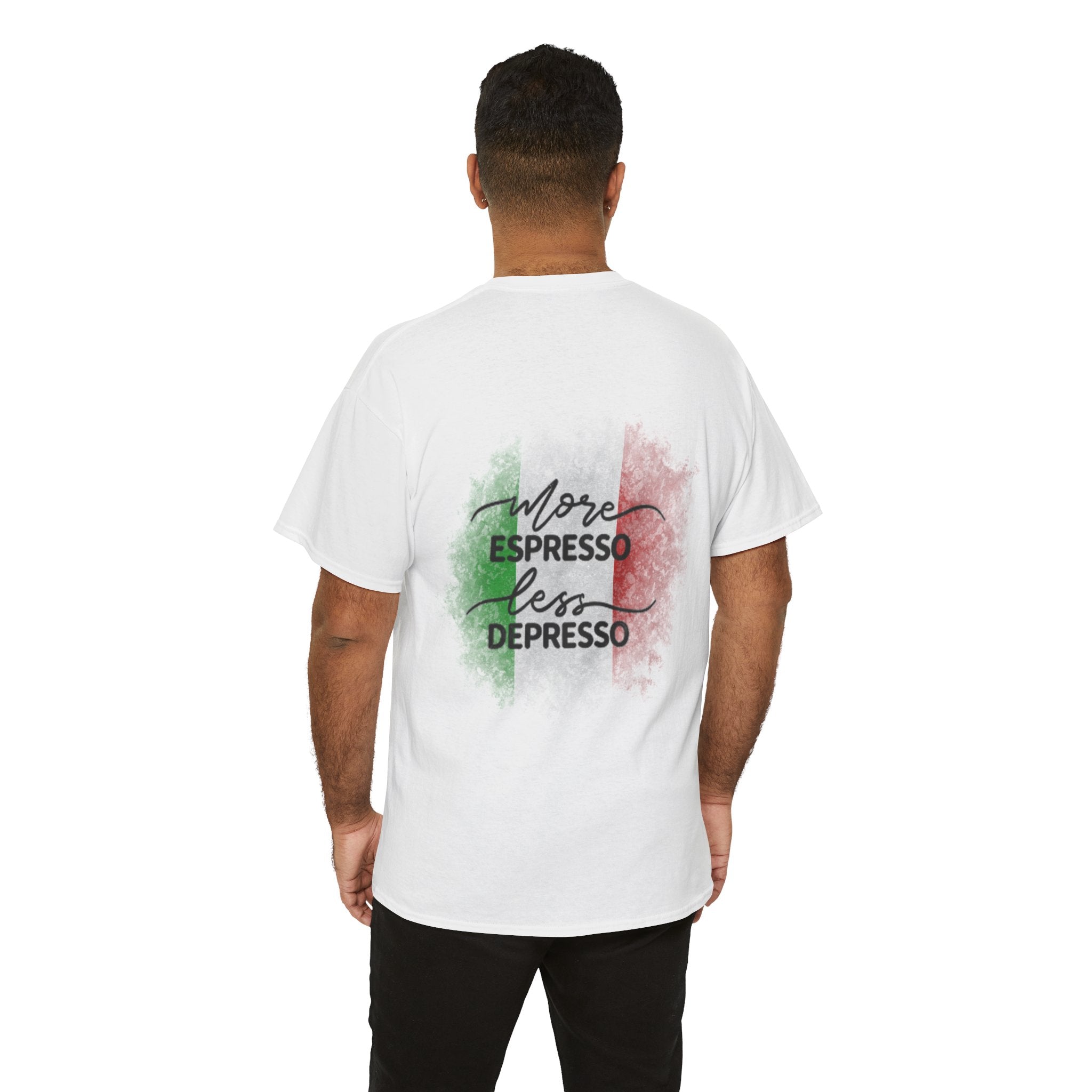More Espresso Less Depresso Cappuccino Genius Unisex Heavy Cotton Tee