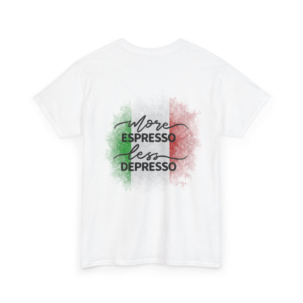 More Espresso Less Depresso Espresso Reactor Core Unisex Heavy Cotton Tee