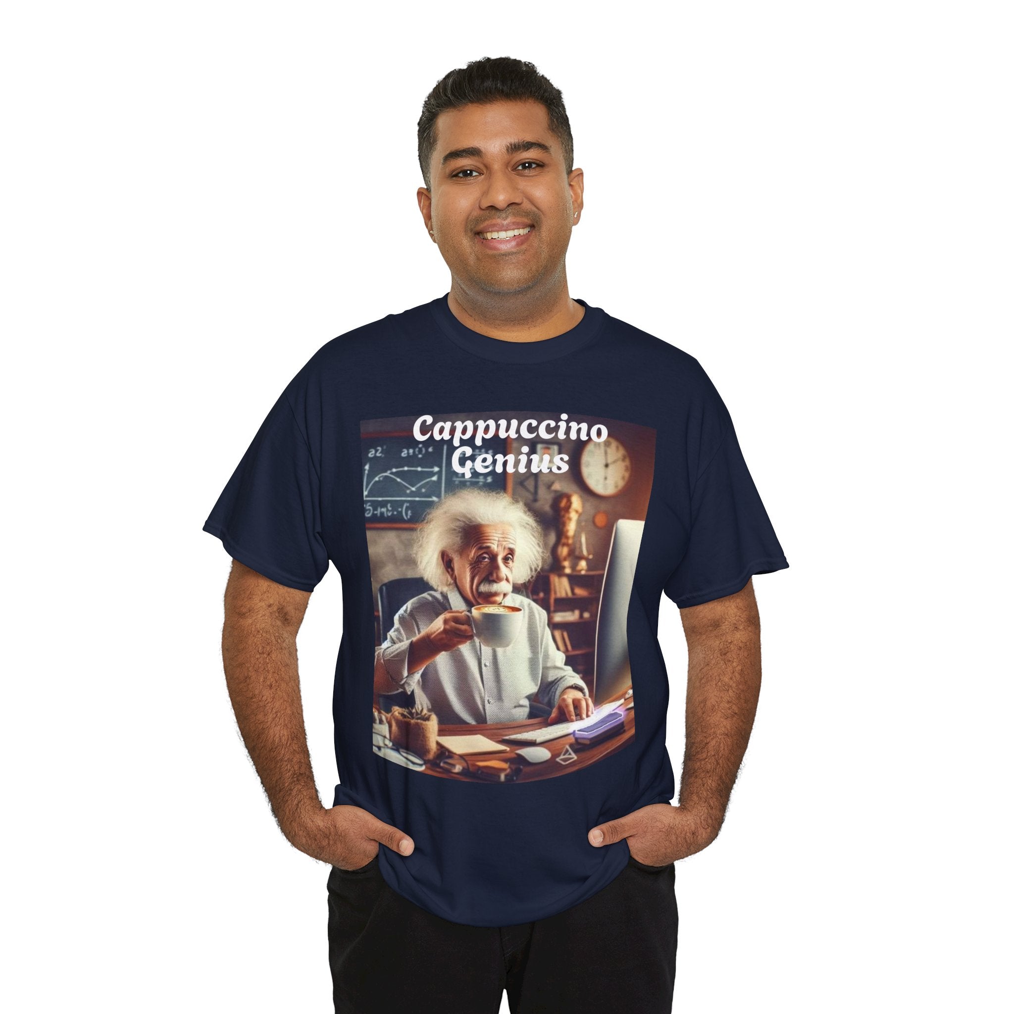 More Espresso Less Depresso Cappuccino Genius Unisex Heavy Cotton Tee