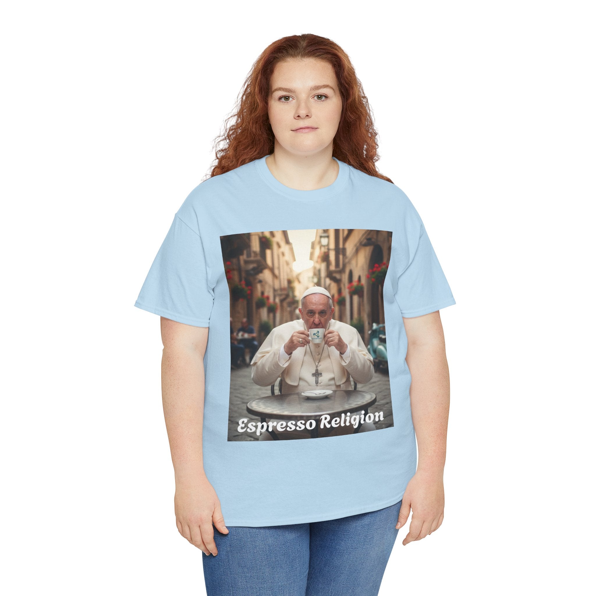 More Espresso Less Depresso Espresso Religion Unisex Heavy Cotton Tee