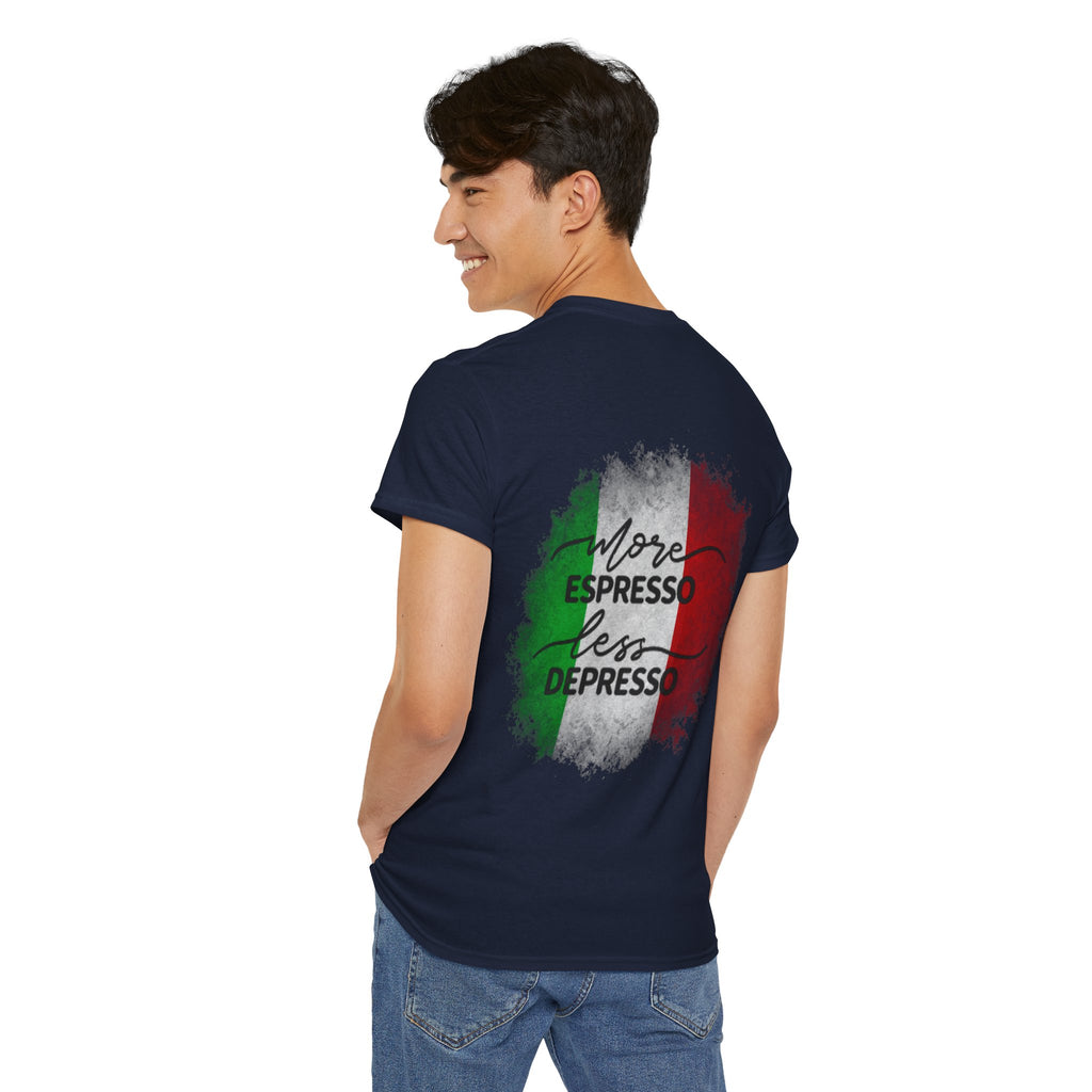 More Espresso Less Depresso Espresso Time Unisex Heavy Cotton Tee