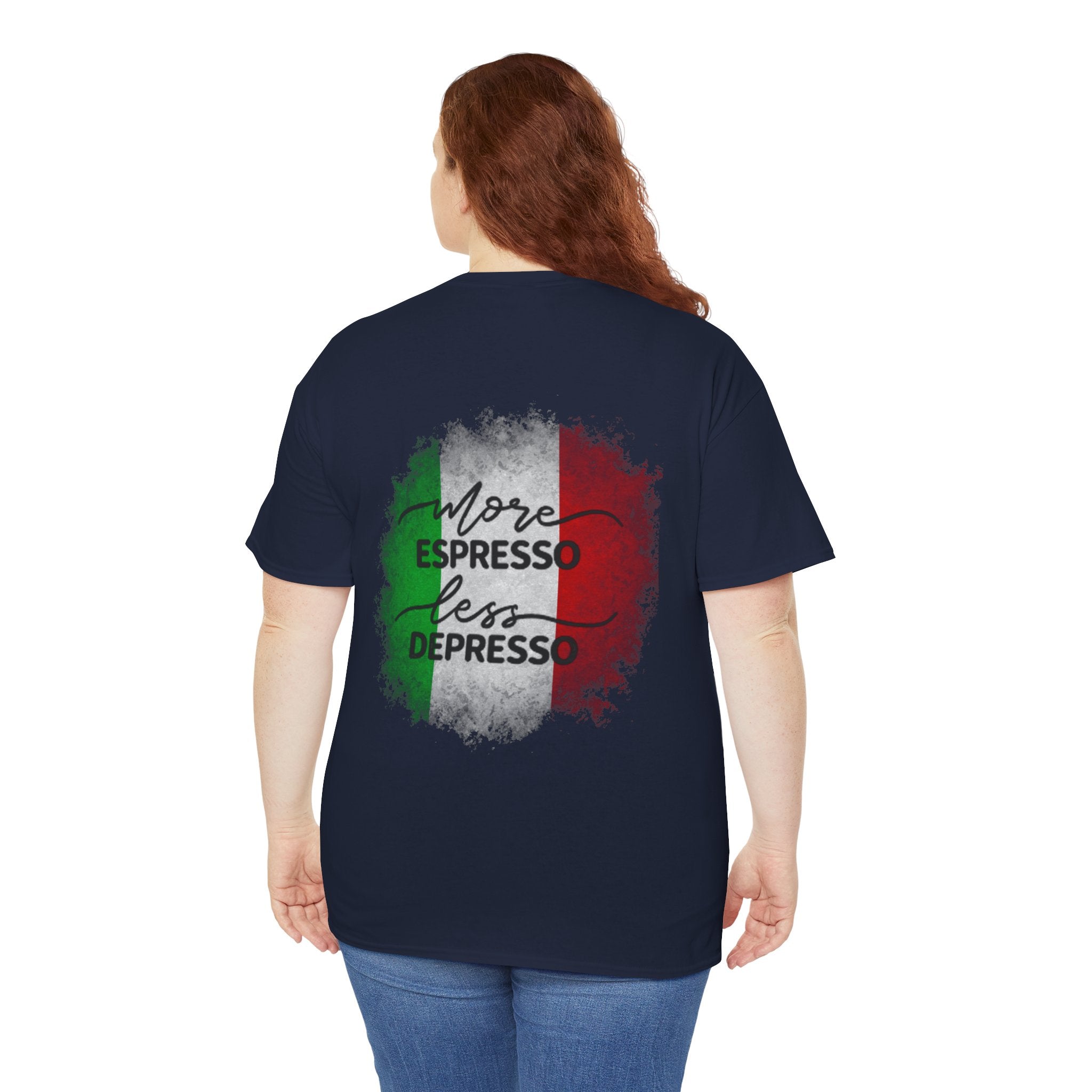 More Espresso Less Depresso Espresso Religion Unisex Heavy Cotton Tee