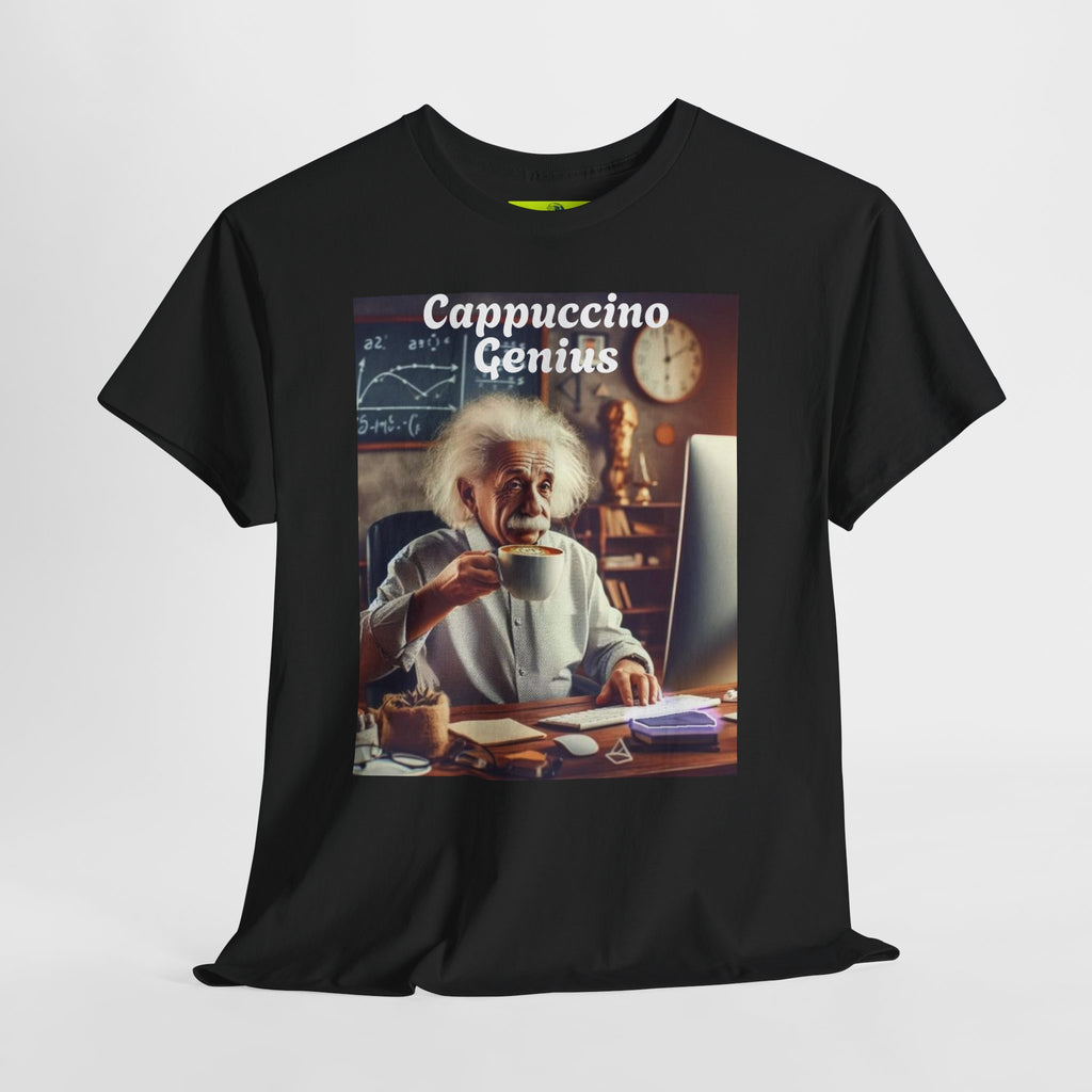 More Espresso Less Depresso Cappuccino Genius Unisex Heavy Cotton Tee