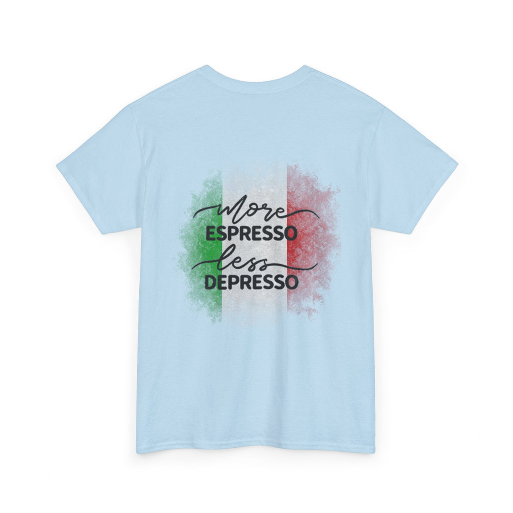 More Espresso Less Depresso Espresso Reactor Core Unisex Heavy Cotton Tee