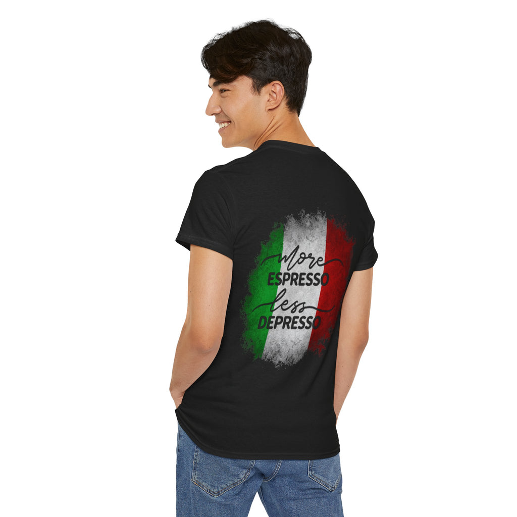 More Espresso Less Depresso Espresso Time Unisex Heavy Cotton Tee