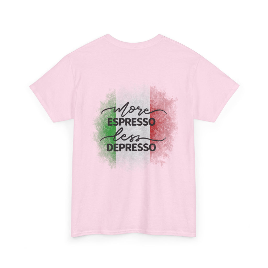 More Espresso Less Depresso Cappuccino Genius Unisex Heavy Cotton Tee
