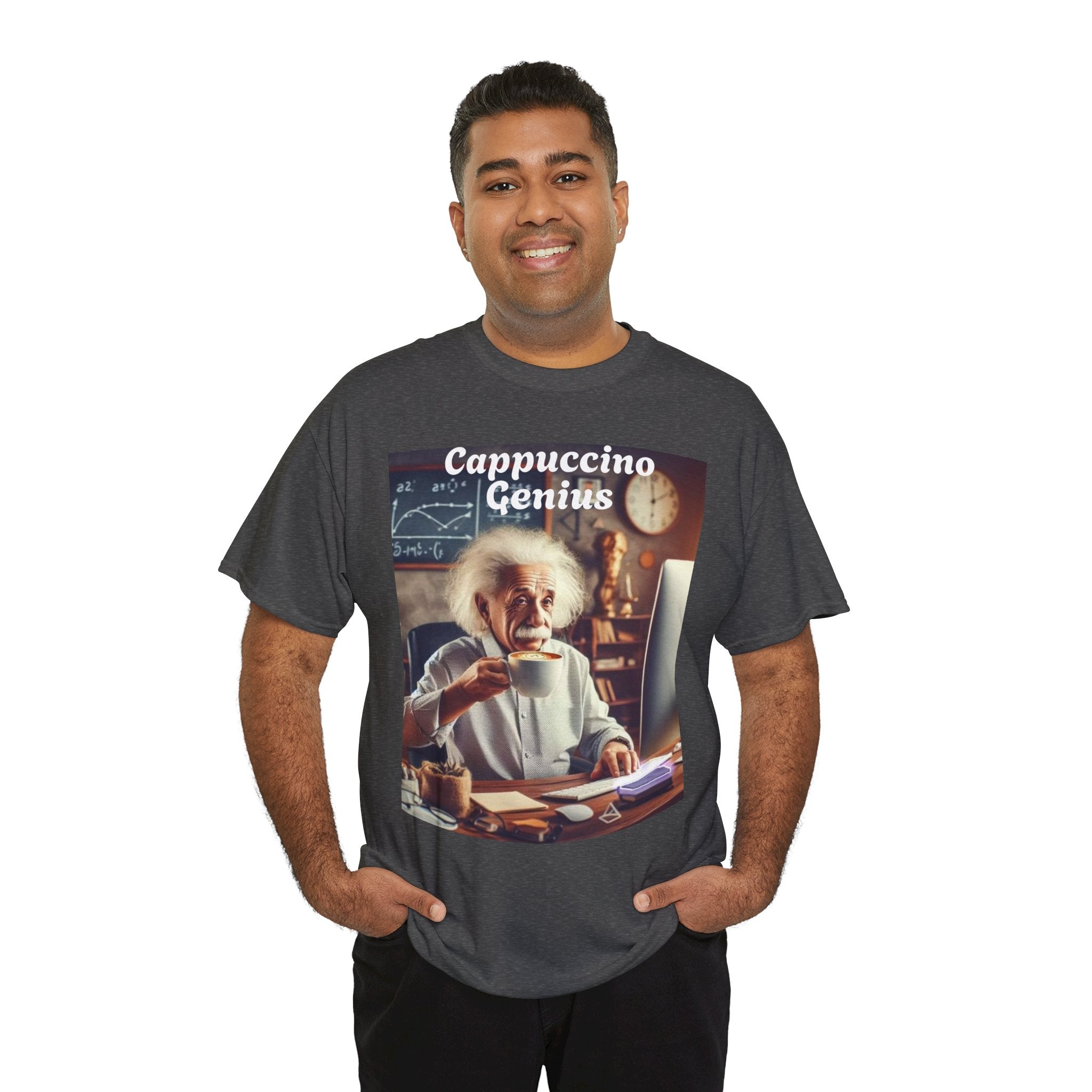 More Espresso Less Depresso Cappuccino Genius Unisex Heavy Cotton Tee
