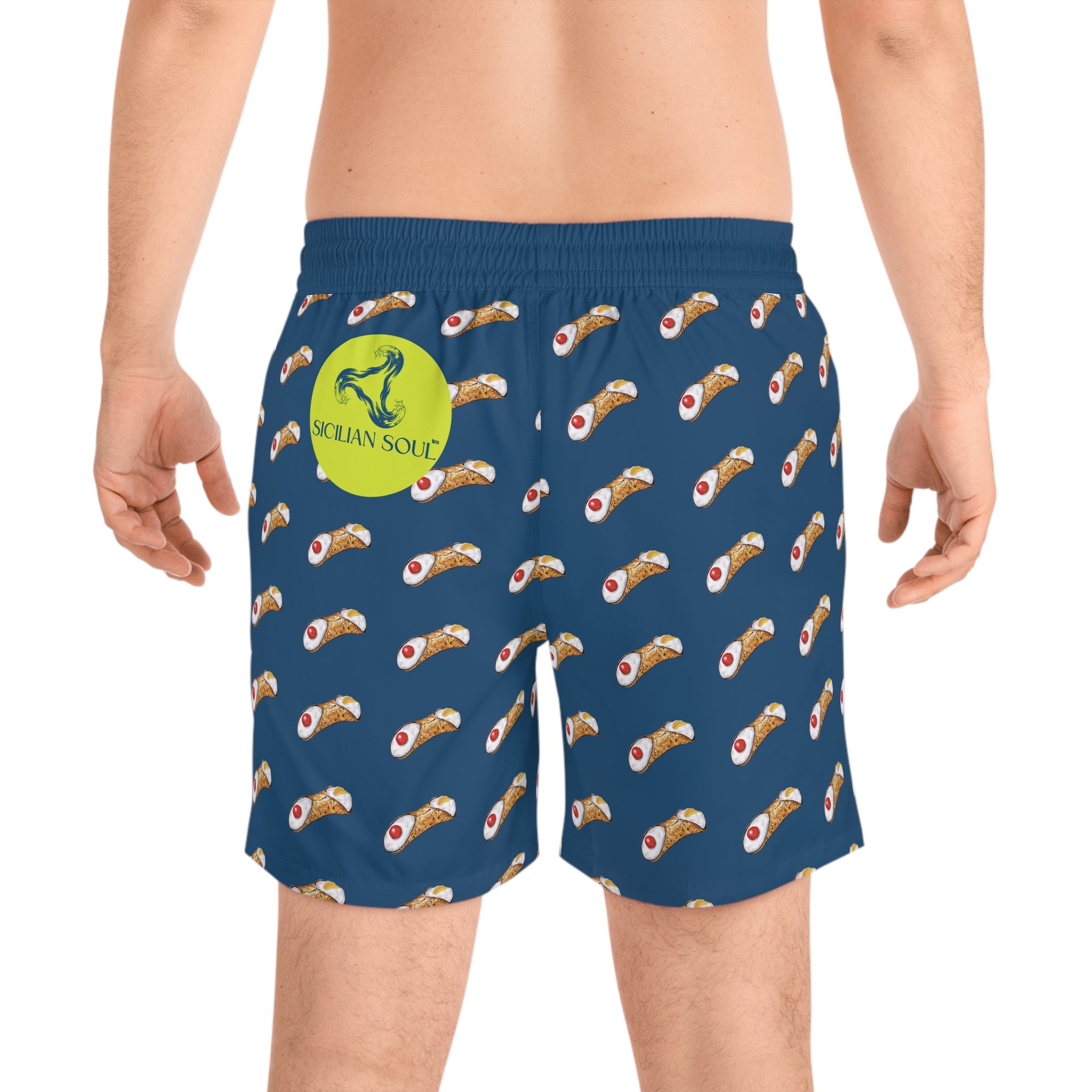 Cannoli Print Swim Shorts, Fun Beachwear for Summer Vibes, Men's Swim Trunks, Vacation Essentials, Pool Party Attire, Unique Swimwear