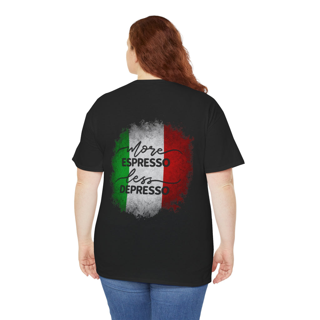 More Espresso Less Depresso Espresso Religion Unisex Heavy Cotton Tee