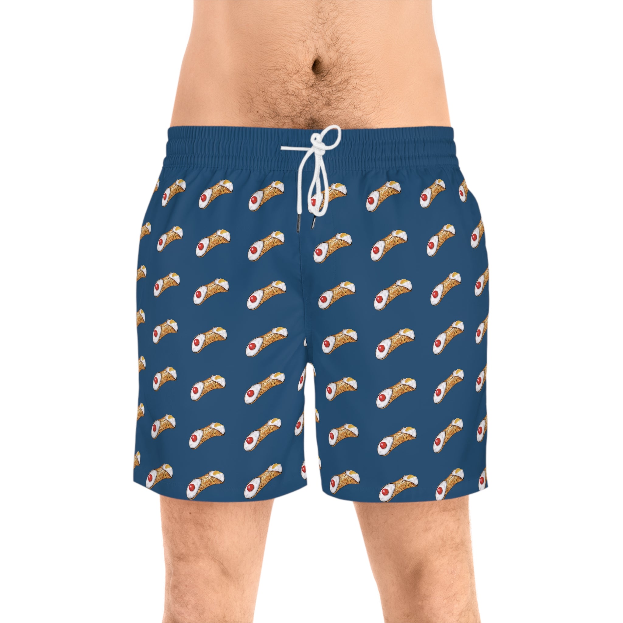 Cannoli Print Swim Shorts, Fun Beachwear for Summer Vibes, Men's Swim Trunks, Vacation Essentials, Pool Party Attire, Unique Swimwear