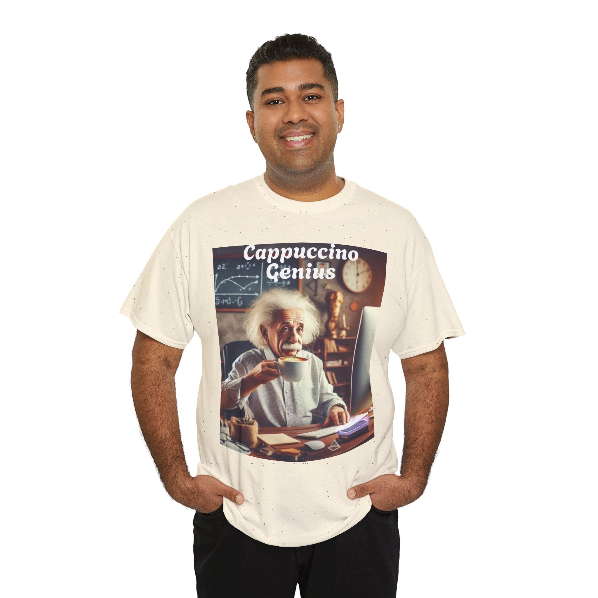 More Espresso Less Depresso Cappuccino Genius Unisex Heavy Cotton Tee