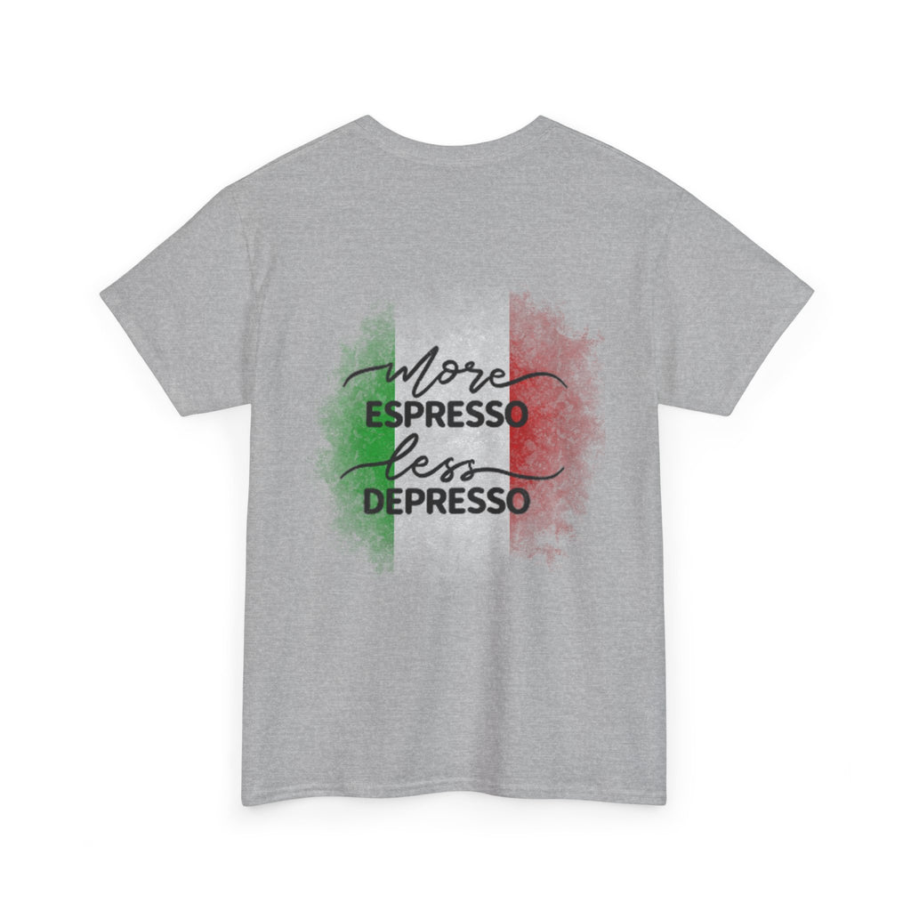 More Espresso Less Depresso Cappuccino Genius Unisex Heavy Cotton Tee