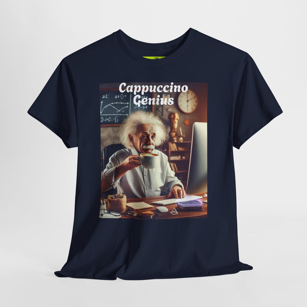 More Espresso Less Depresso Cappuccino Genius Unisex Heavy Cotton Tee