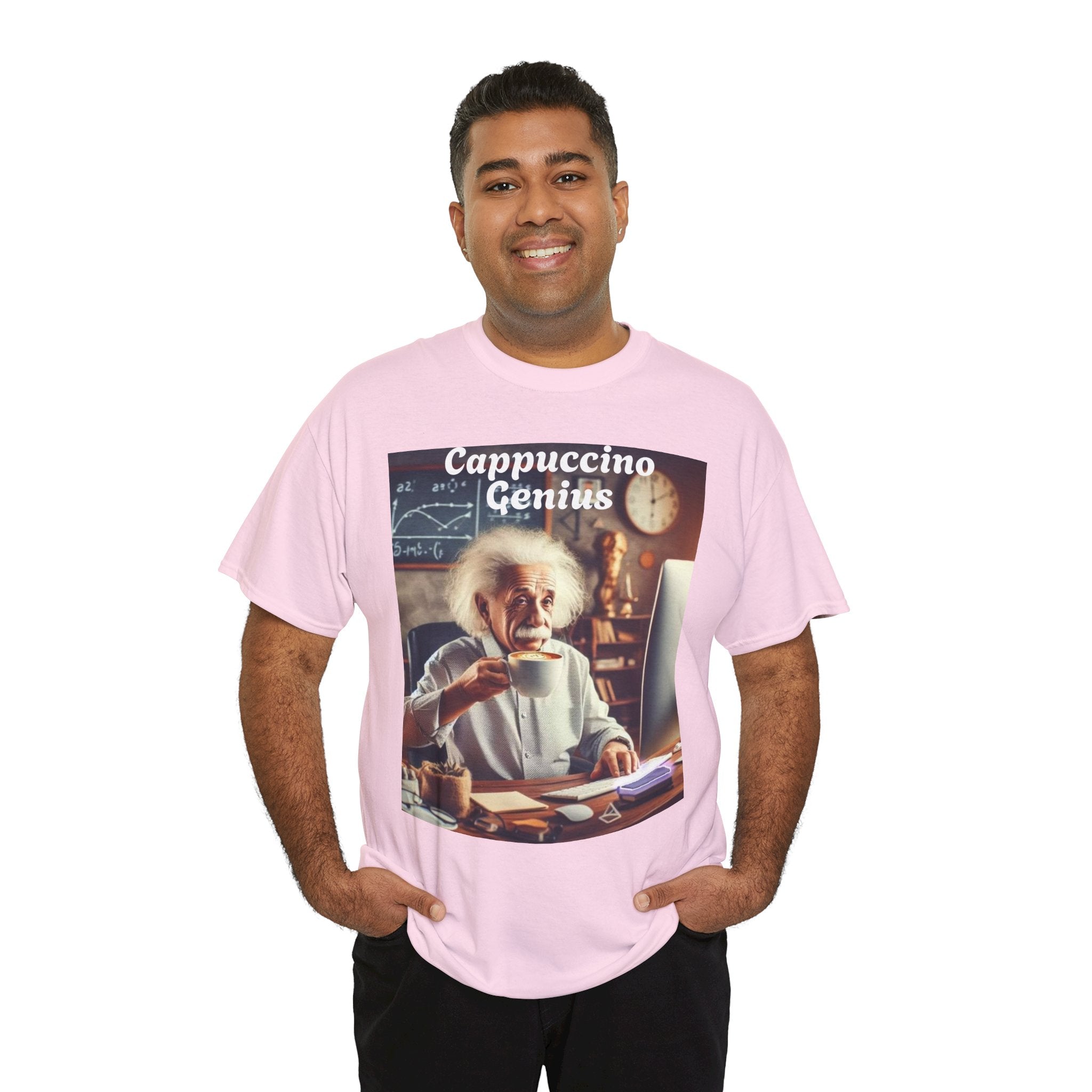 More Espresso Less Depresso Cappuccino Genius Unisex Heavy Cotton Tee